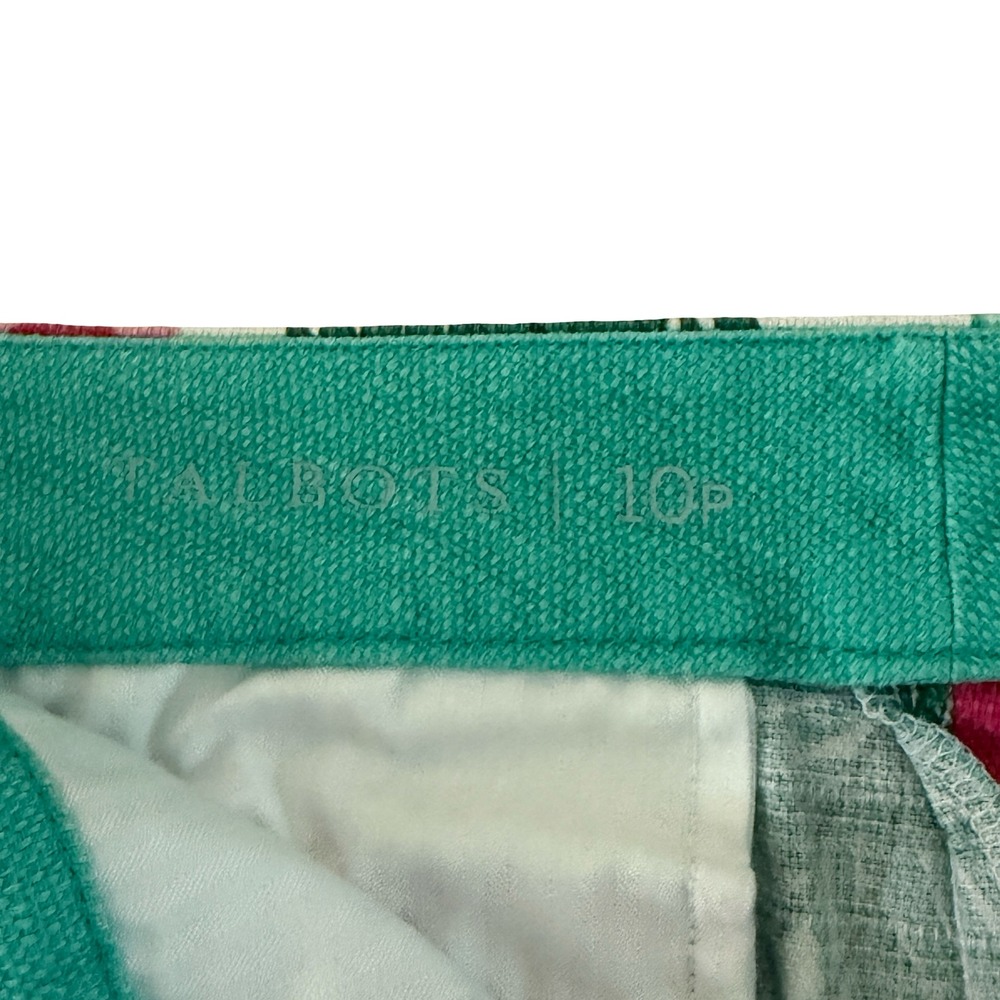 Talbots Womens 10P Tropical Monkey Jungle Print Scalloped Hem Shorts Green Pink - Picture 6 of 11